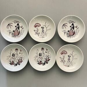 NAAMAN Israel Vintage Israeli Folklore Fine Porcelain Set of 6 Small Plates 4"